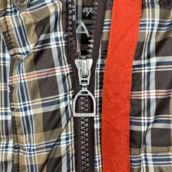 Ariat Womens Plaid Quilted Camden Riding Vest - Zip Up. Size M - Picture 2 of 9